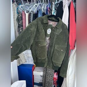 Vintage Moss green suede women’s coat by JC Jezequel